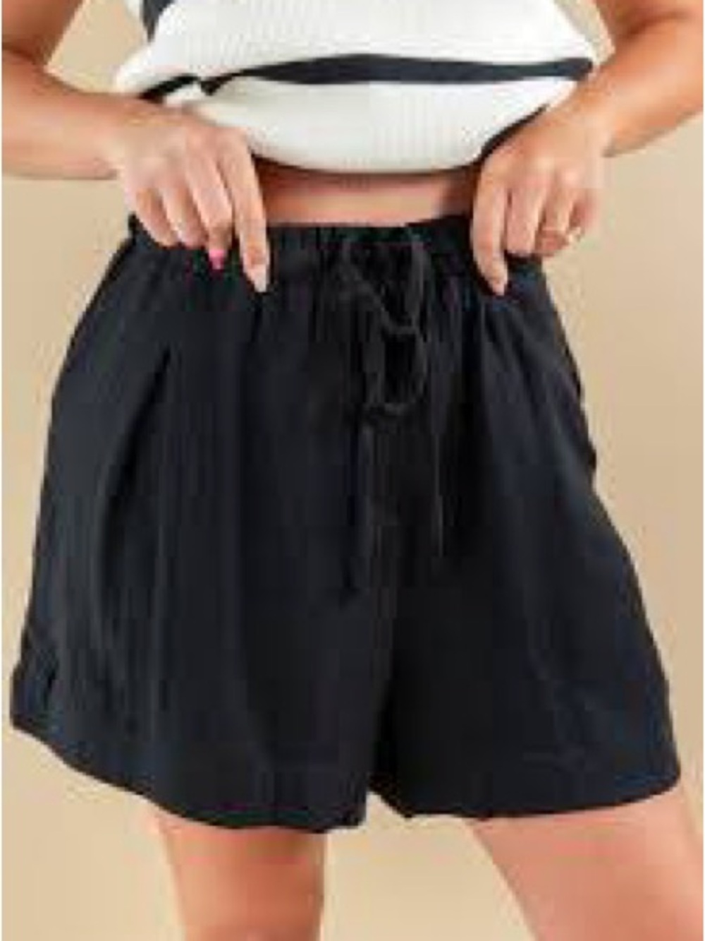 👓 NEW Universal Thread Women’s Black Drawstring Linen Blend Shorts - Size L